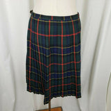 VINTAGE Cairds Mosbrook Wool Tartan Plaid Pinned Wrap Kilt Skirt Womens L Buckle