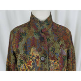 Coldwater Creek Boucle Tapestry Paisley Print Funnel Neck Jacket Womens PS