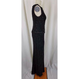 Vintage Scott McClintock Millennium 2000 Black Glitter Long Maxi Dress Womens 4