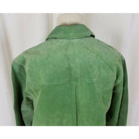 JM Collection Green LEATHER Suede Full Button Up SHIRT JACKET Womens M Celery