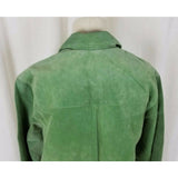 JM Collection Green LEATHER Suede Full Button Up SHIRT JACKET Womens M Celery