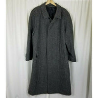Black & Gray Speckled Checked Wool Peacoat Polo Coat Mens L XL Vintage 80s 90s