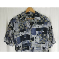 Vintage Franco Ponti Short Sleeve Painted Button Down Polo Hawaiian Shirt Mens L