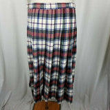 Bretton Place Wool Tartan Plaid Pleated Maxi Skirt Womens M L Vintage Red Blue