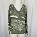NWT Pierri New York Lightweight Knit Sweater Gold Metallic Animal Print Womens