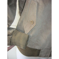 Hardy Amies London Leather Cafe Clicker Bomber Jacket Mens L Vintage Knit Trim
