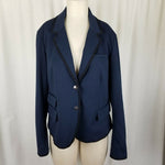 Gap Academy Uniform Brit Knit Blazer Jacket Womens 14 Crest Buttons Piping Navy