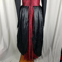 Red Floral Lace Corset Steampunk Ball Gown Dress Womens OS Medieval Gothic Black