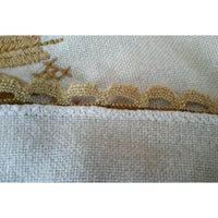 Embroidered Needlepoint Handmade Nordic Fair Isle Holiday Woven Linen Tablecloth