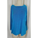 NWT QVC Style Citiknits Stretch Top Tunic Shirt Womens XL Blue Scoop Neck Ribbed