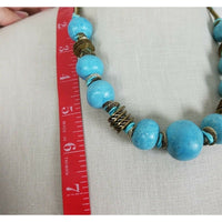 Single Strand Blue Turquoise Chunky Beads BEADED NECKLACE Choker Resin Plastic