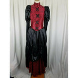 Red Floral Lace Corset Steampunk Ball Gown Dress Womens OS Medieval Gothic Black