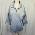 Weekends by Chico's 3/4 Sleeves Jacket Womens 3 XL 16 Silver Gray Pleated Collar