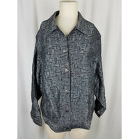 R.E.D. Wear Textured Crosshatch Full Button Up Jacket Womens S Slate Gray Red