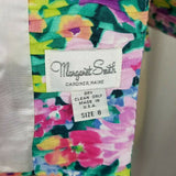 Margaret Smith Ruched Floral Designer Boutique Open Front Jacket Blazer Women 8