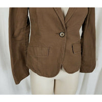 Gap Single Button Linen Brown Blazer Short Jacket Womens 2 Riding Equestrian