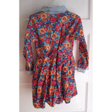 Vintage 70s Popsicle Brand 100% Cotton Long Sleeve Floral Denim Dress Girls 5