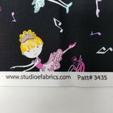 Bella-Rina Swizzle Sticks Studio Studio E Ballerina Black Pink Fabric 1.5 yards