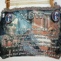 MDW It Is The Soldier Stay Army Military Custom Woven Tapestry Throw Cotton USA