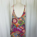 The Pyramid Collection Faux Wrap Psychedelic Jersey Knit Maxi Dress Womens XL
