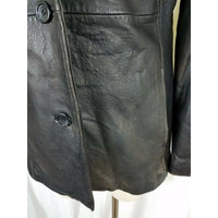 Marc New York Distressed Black Leather Jacket Womens M Fitted Tailored Button Up