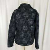 Gloria Vanderbilt Floral Embroidered Tapestry Button Up Black Jacket Womens S