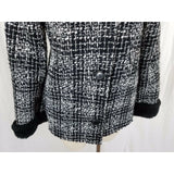 Simon Chang Boucle Woven Tweed Plaid Vegan Faux Pile Fur Lined Jacket Womens 7 8