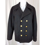 Spiewak Wool Double Breasted Peacoat Coat Mens M Maine Crest Gold Buttons Black