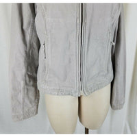 LL Bean Sunwashed Gray Canvas Zip Up Short Barn Coat Denim Jean Jacket Womens L