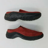 LL Bean Slip On Suede Mules Mocs Moccasins Comfort Shoes Womens 5.5 Red Slides