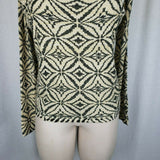 Pierri New York Gold Glitter Metallic Knit Sweater Top Diamond Print Womens M L