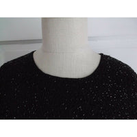 Laurence Kazar Heavily Beaded Cocktail Formal Party Dress M Vintage 70s Black