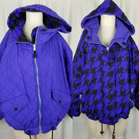 Obermeyer Tantric Reversible 80s Puffer Ski Winter Parka Jacket Womens 12 VTG