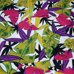 Vintage Hawaiian Large Leaf Hibiscus Floral Print Synthetic Dress Fabric 3 Yards