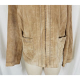 B.T. Limited Brushed Leather Suede Braided Trim Jacket Womens L Full Zip Up