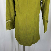 Paula Hian Luxe Raw Edge Metallic Trim Woven Long Blazer Jacket Coat Womens XS