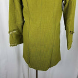Paula Hian Luxe Raw Edge Metallic Trim Woven Long Blazer Jacket Coat Womens XS