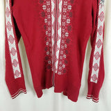 Eddie Bauer Nordic Snowflake Full Zip Knit Sweater Jacket Mens XLT Christmas Red