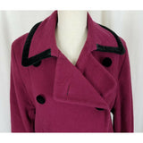 Spiegel Wool Velvet Long Maxi Double Breasted Peacoat Coat Womens 12P Raspberry