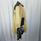 Indigo Moon Artsy Linen Abstract Patchwork Jacket Blazer Womens M Art to Wear