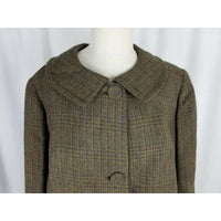 Vintage Salvatore Costanzo Wool Tweed Swing Jacket Blazer Designer Womens M Tan