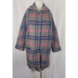 MacNaughtons Pitlochry Scotland Wool Plaid Fringed Woven Sweater Coat Womens M L