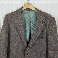 Vintage HARRIS Tweed Bartleigh Blazer Brown Check Wool Sport Coat Jacket Mens 43