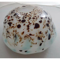 HAND BLOWN GLASS ART Decorative BOWL MURANO STYLE Weighted Blues Browns White