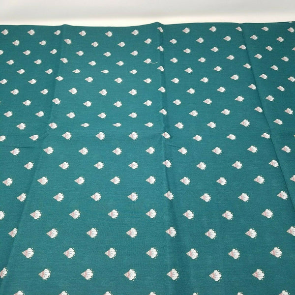 P.S. Designs Fabric Fan Print Turquoise or Teal Blue Pink White Material 3 Yards