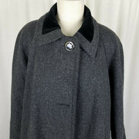 Jofeld De Ball Velvet Trim Short Aline Skater Swing Peacoat Jacket Womens L Gray