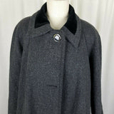 Jofeld De Ball Velvet Trim Short Aline Skater Swing Peacoat Jacket Womens L Gray