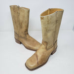 Sears Cowboy Boots Blonde Leather Men's 5.5 Tall Pull On Loops 64867 Western Tan