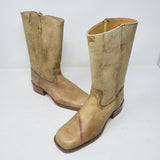 Sears Cowboy Boots Blonde Leather Men's 5.5 Tall Pull On Loops 64867 Western Tan