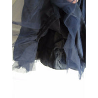 Little Bitty Embroidered Floral Velvet Pleated Tulle Party Dress Girls 4T Navy